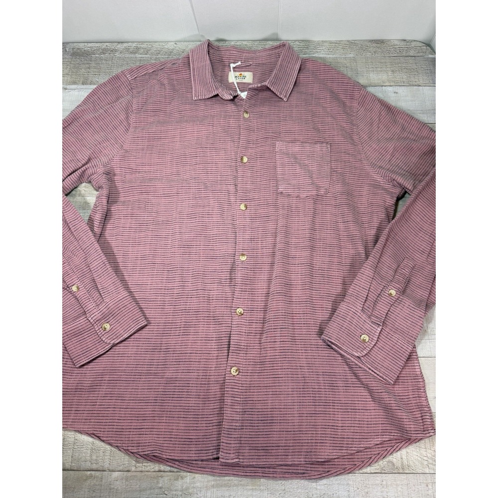 Marine Layer Classic Stretch Selvage Shirt Mens Large Lilas Stripe NWT